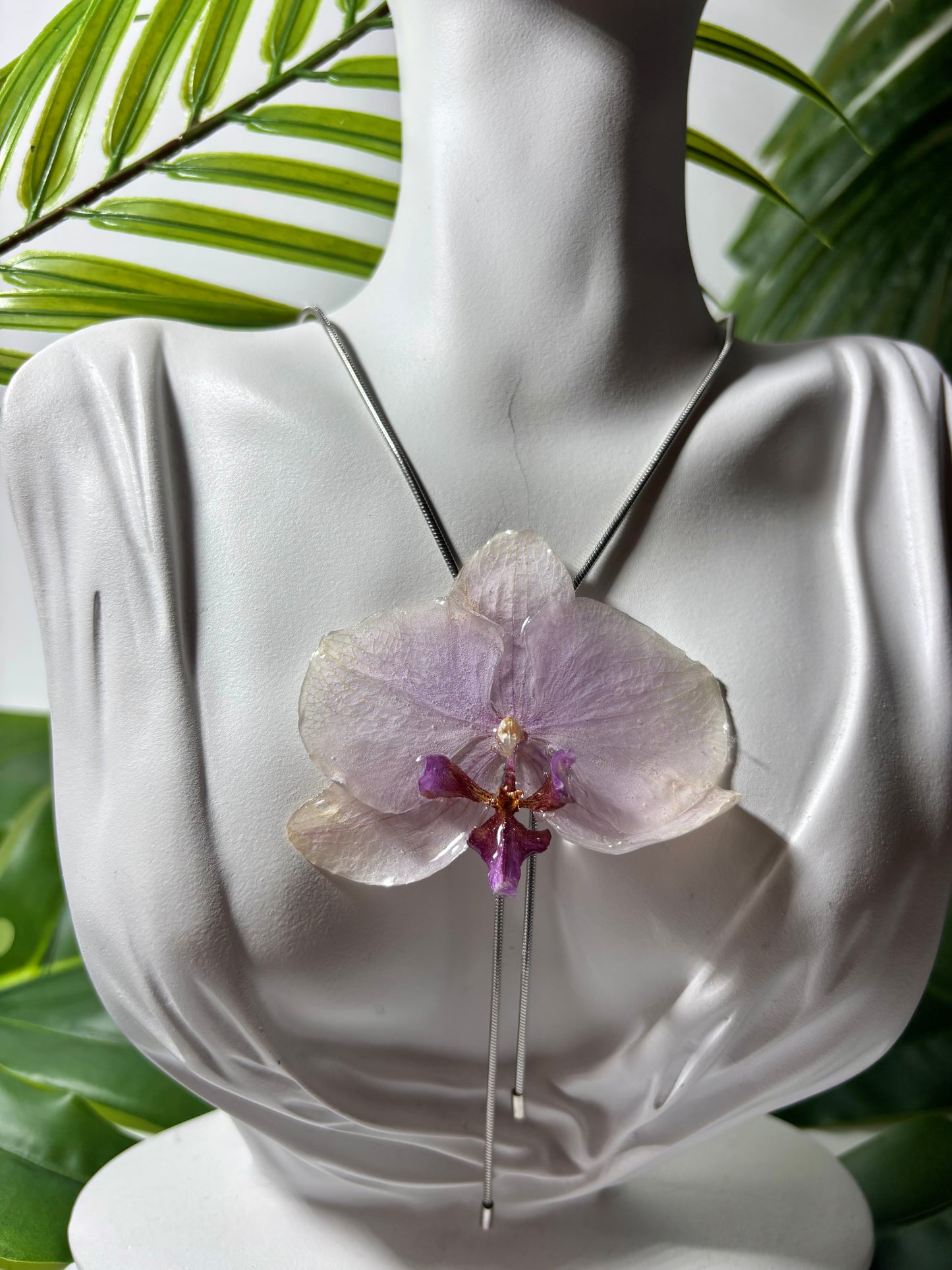 Mini lotus orchid necklace