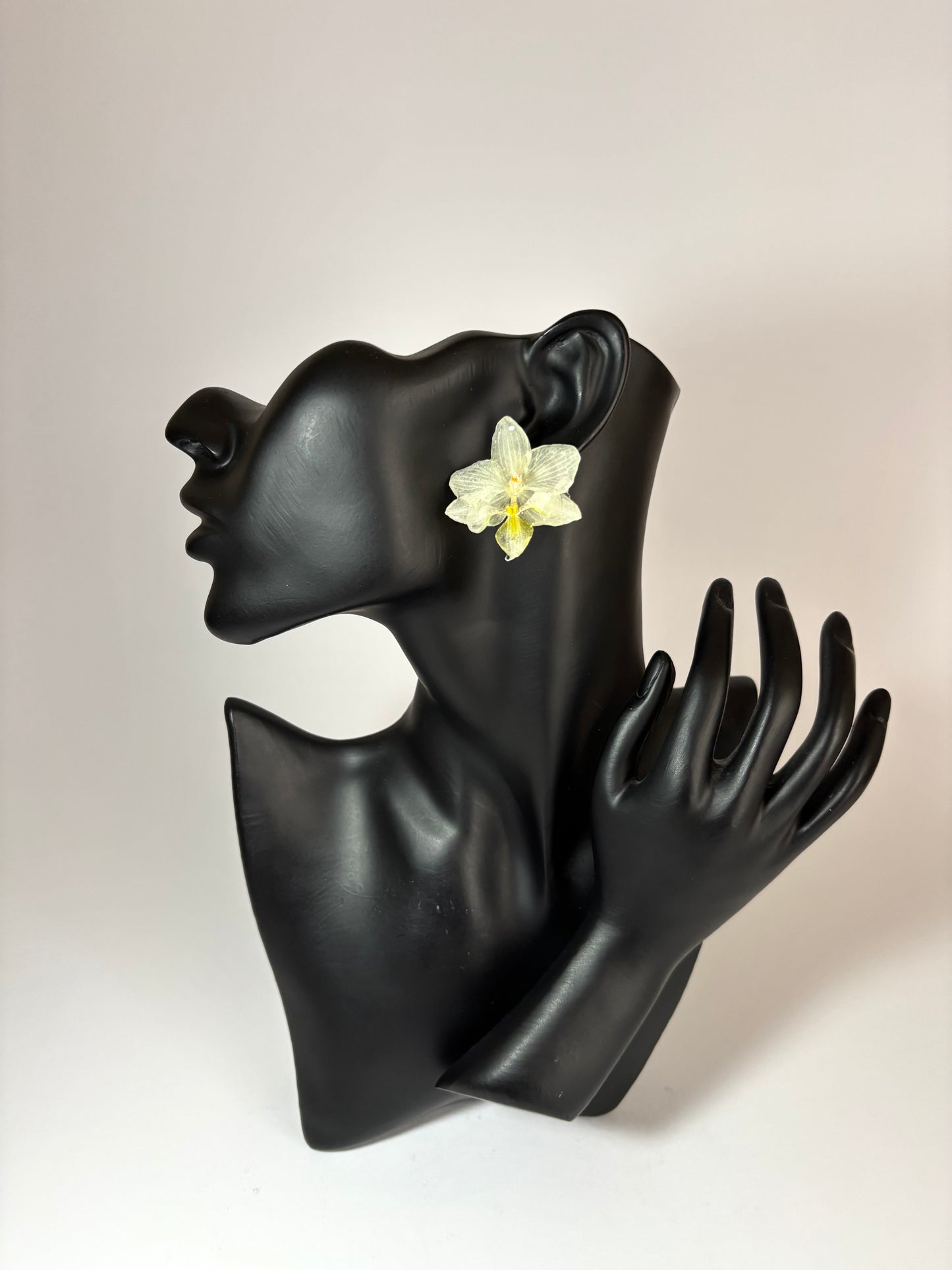 Mini white orchid earrings