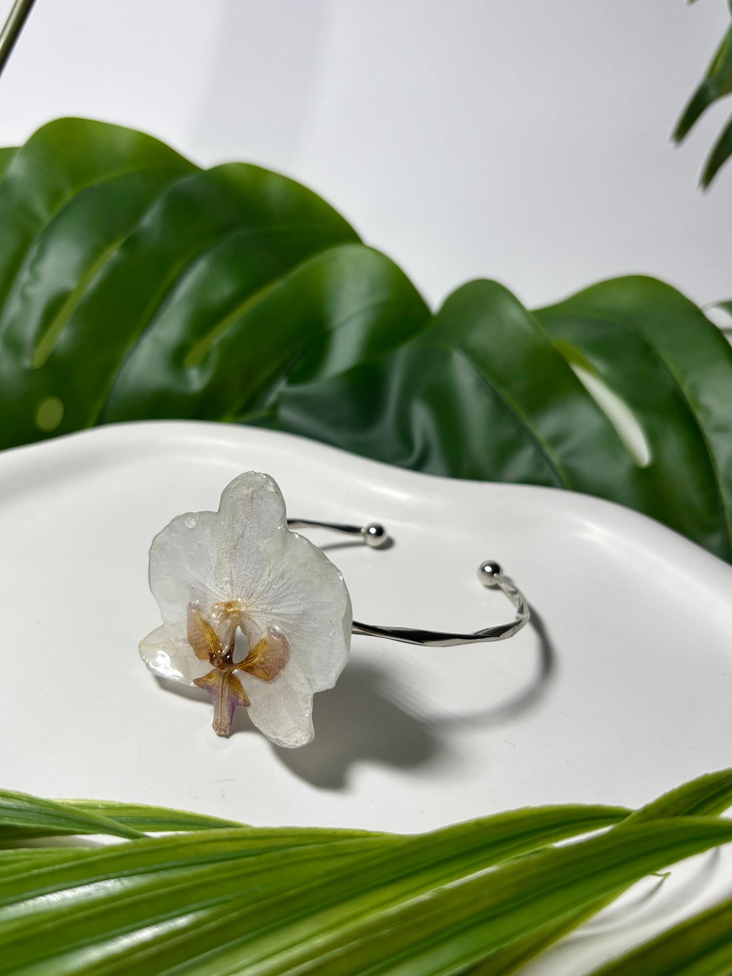 Ivory white orchid bracelet