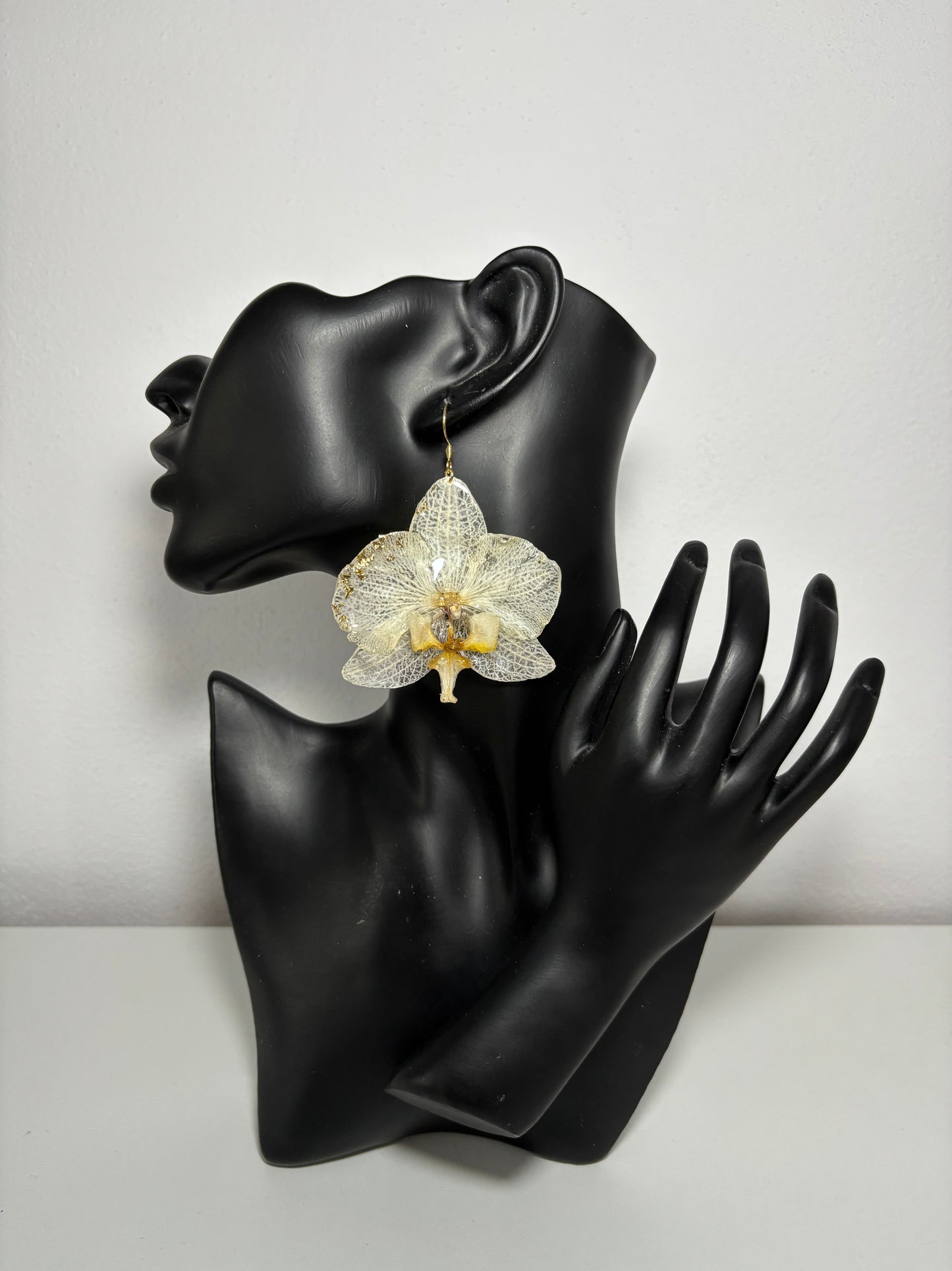 Golden orchid earrings