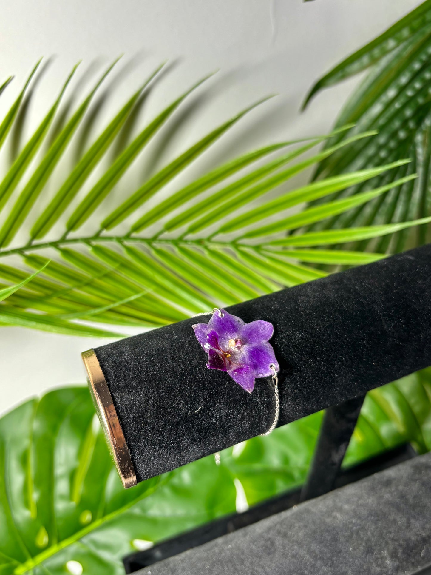 Deep purple mini orchid bracelet
