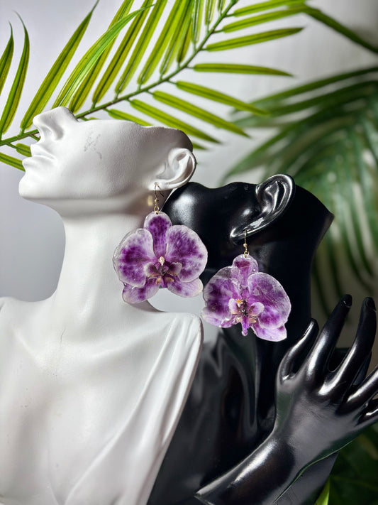 Royal purple orchid earrings