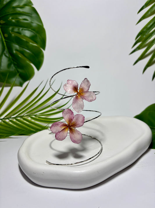 Pink plumeria bracelet