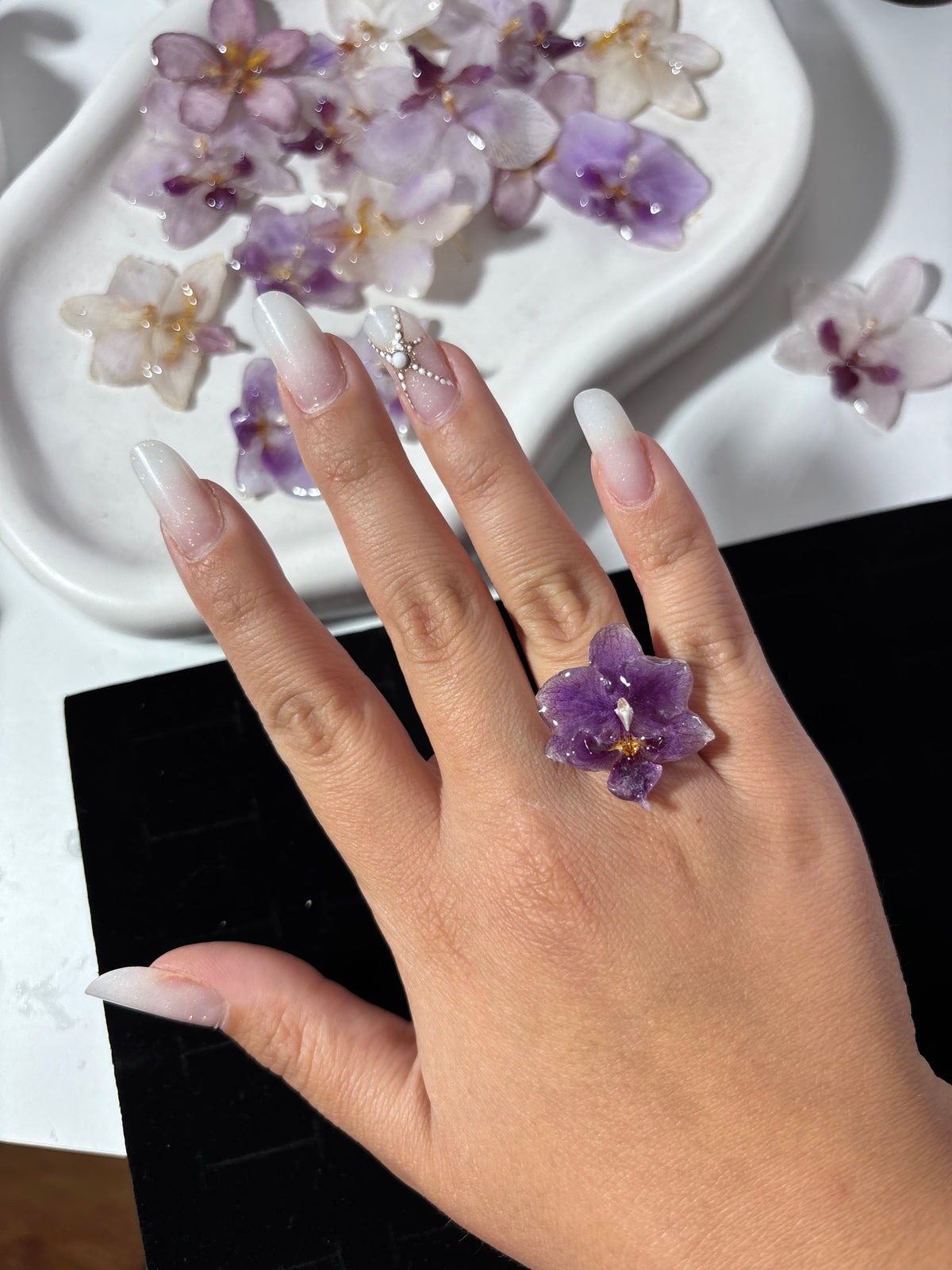 Inel mini purple orchid