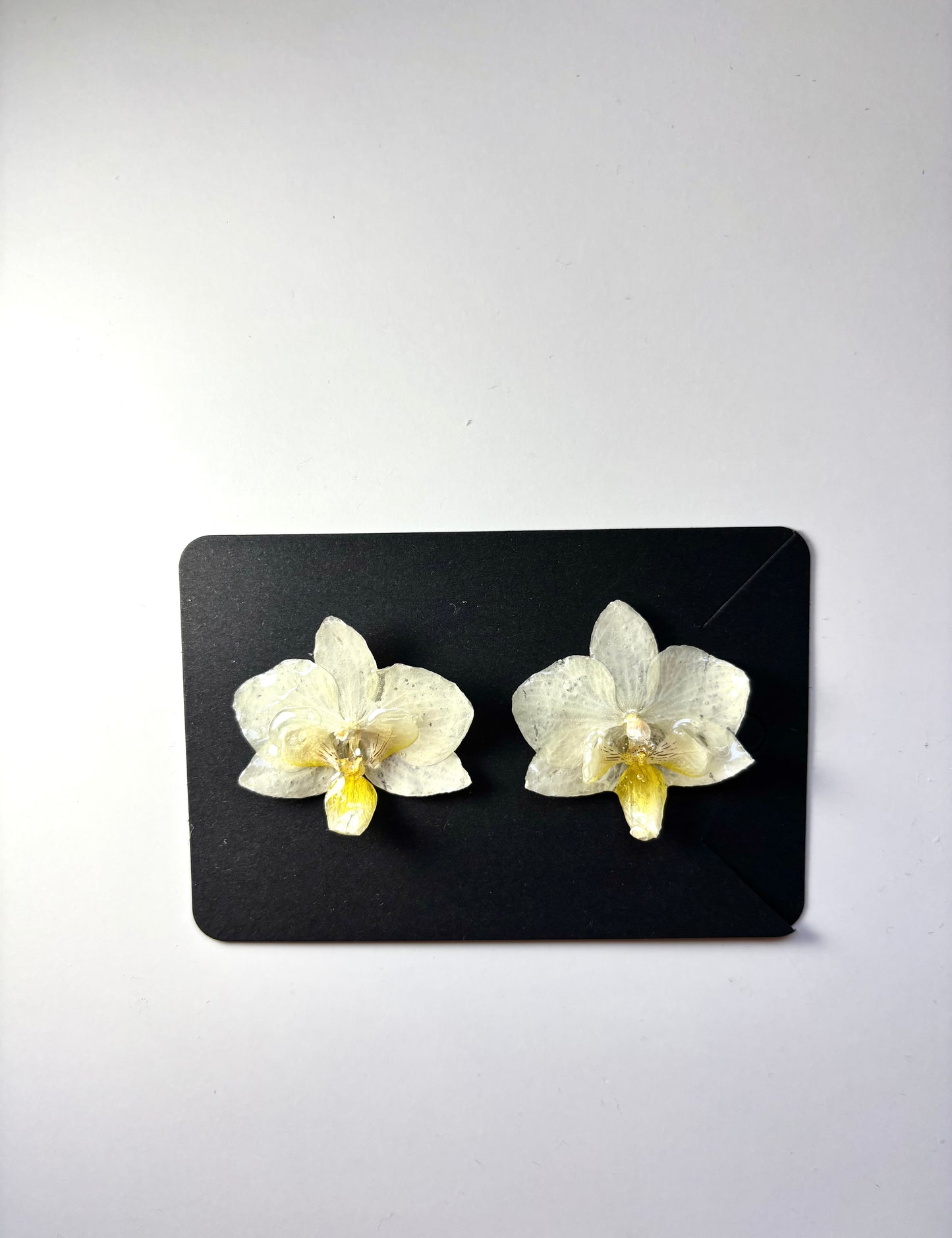 Mini white orchid earrings