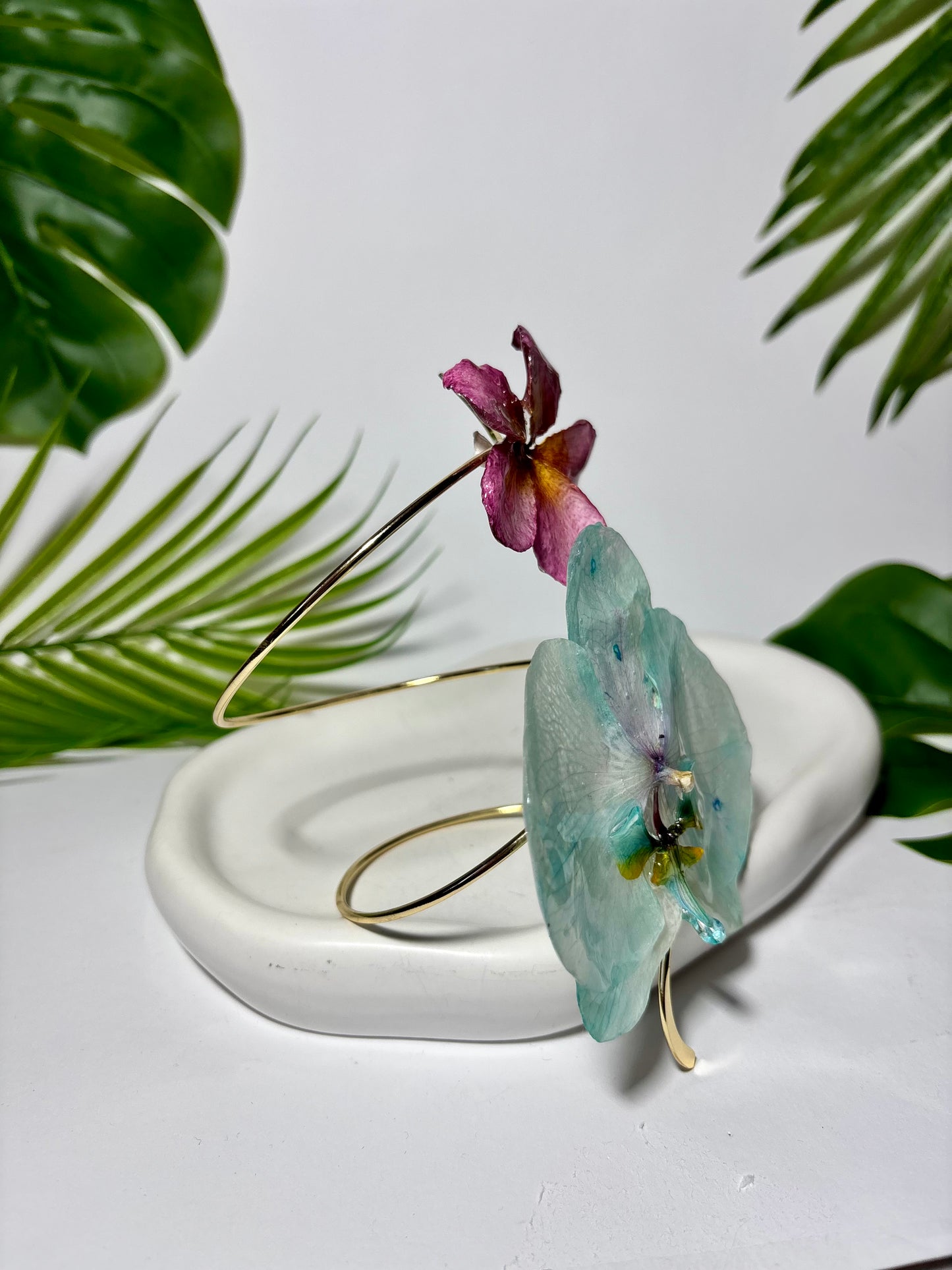 Turquoise & plumeria bracelet