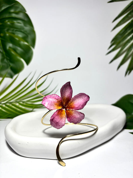 Plumeria gold bracelet