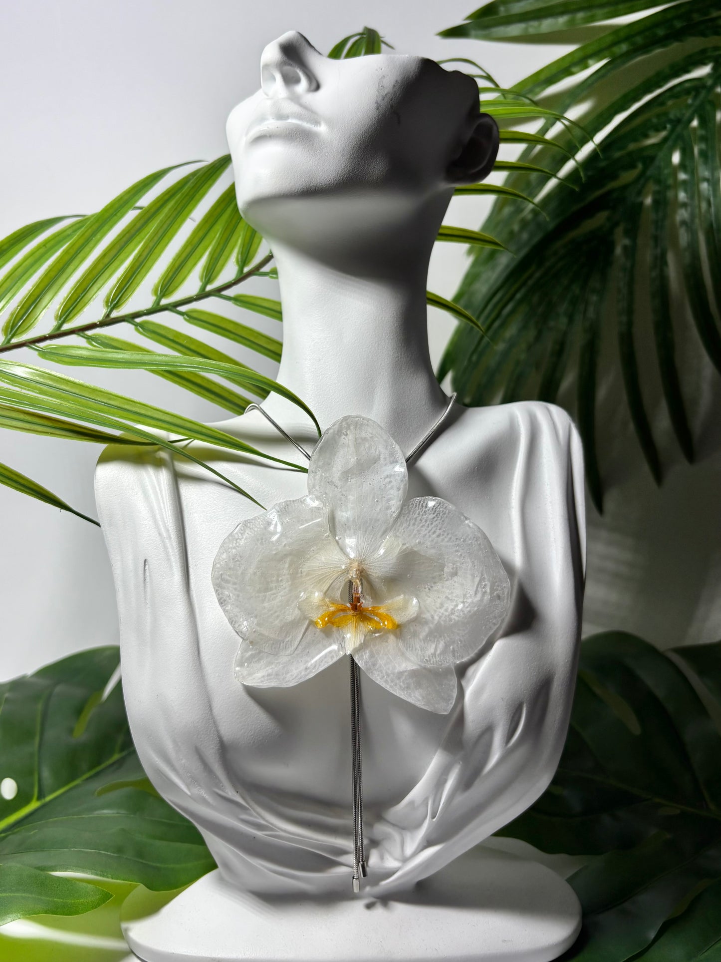 Ivory white orchid necklace