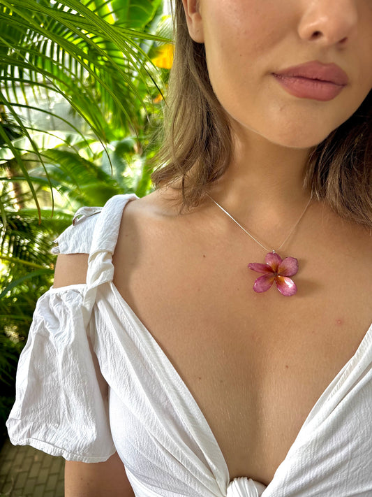 Pink Plumeria necklace