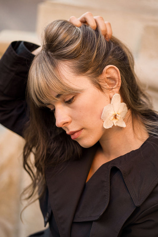 White orchid earrings