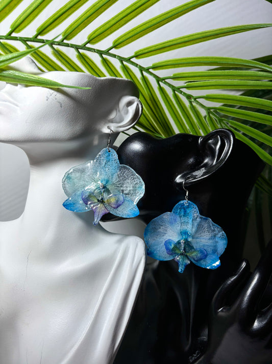 Ocean blue orchid earrings