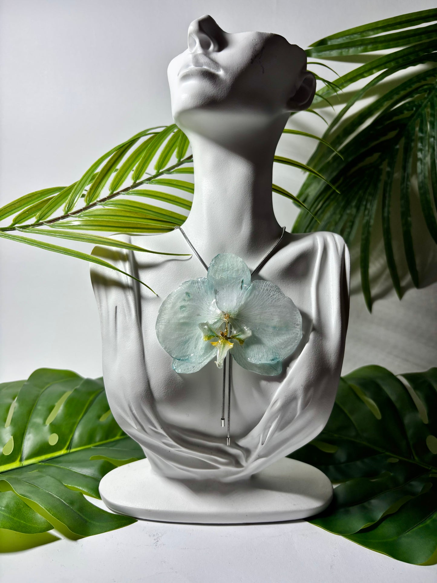 Soft turquoise orchid necklace