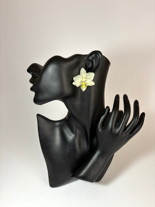 Mini white orchid earrings