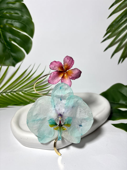 Turquoise & plumeria bracelet