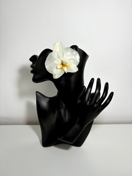 White orchid clips
