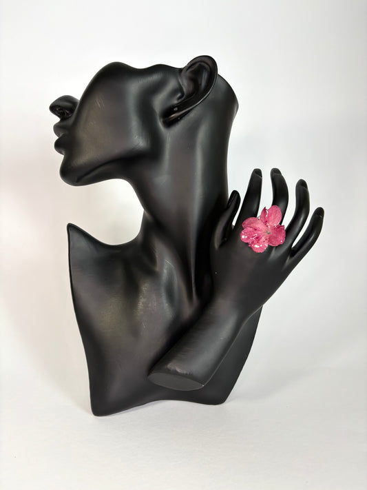 Mini pink hibiscus ring